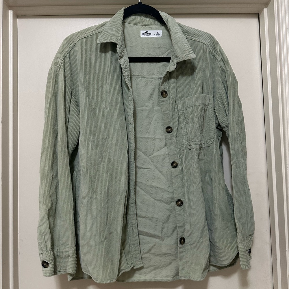 HOLLISTER CORDUROY LIGHT GREEN JACKET
